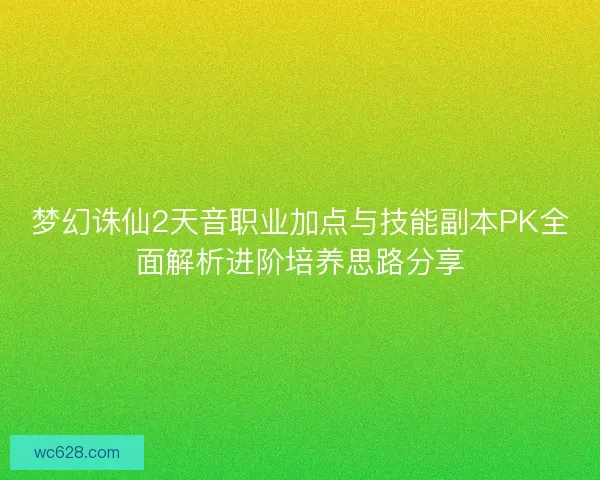 梦幻诛仙2天音职业加点与技能副本PK全面解析进阶培养思路分享
