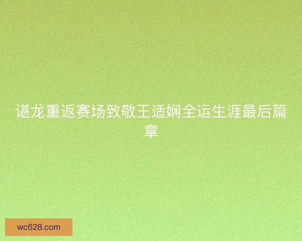 谌龙重返赛场致敬王适娴全运生涯最后篇章